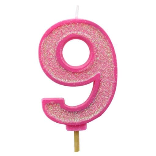 Pink Sparkle Numeral Cake Candle - Number 0 - 9 - 70mm - Image 11