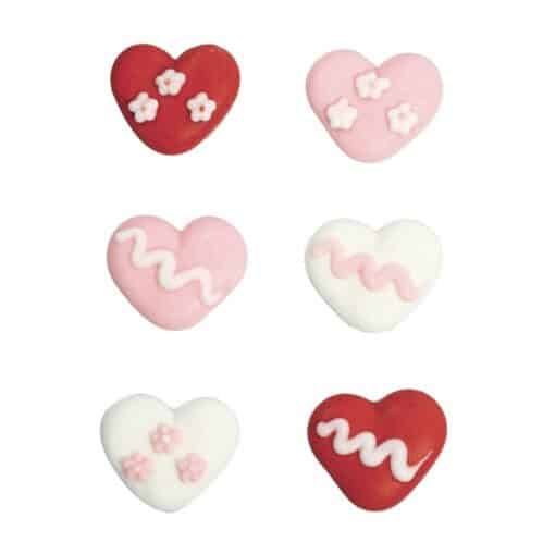Assorted Hearts Sugar Pipings - Pack of 150