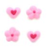 Pink Mini Hearts And Flowers Sugar Pipings. 24 Piece.