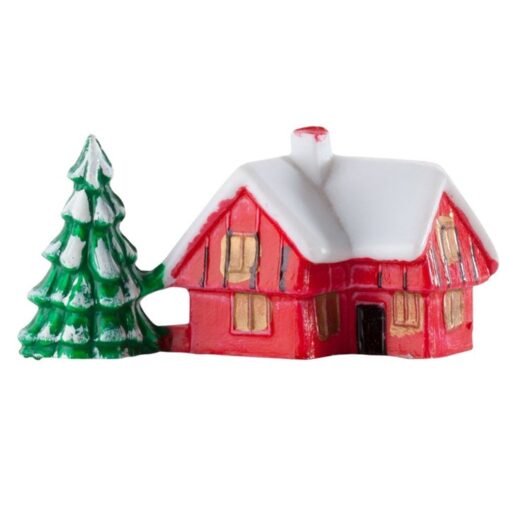 Traditional Snowy House With Tree - 40 X 25mm