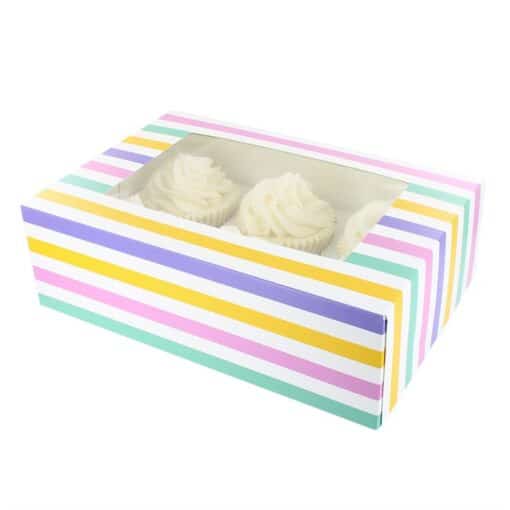 6/12 Cupcake Box - Bold Stripes