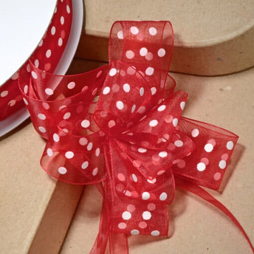 Pull Bow Organza Ribbon - 23mm Wide Spots - 9 Colours - Image 4