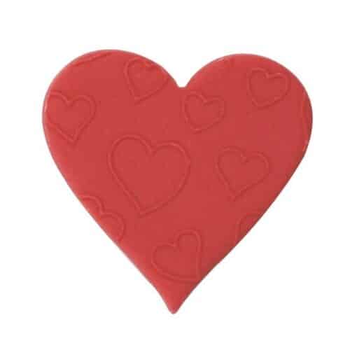 Red Embossed Sugar Heart - 38mm - Pack of 420